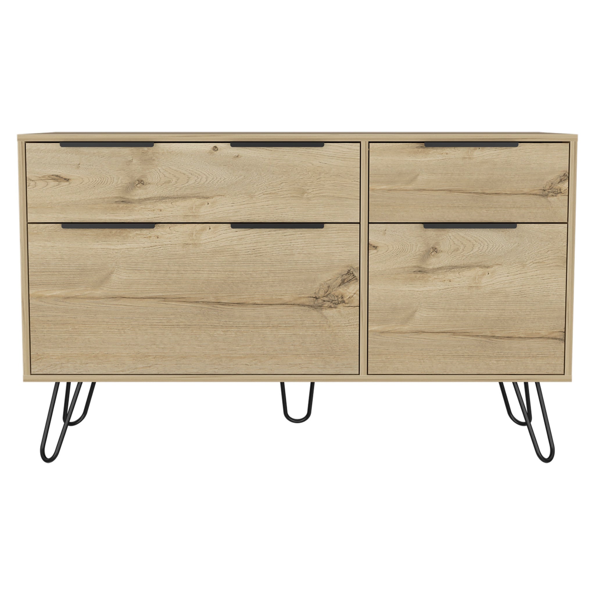 47" Brown And Black Wood Four Drawer Double Dresser