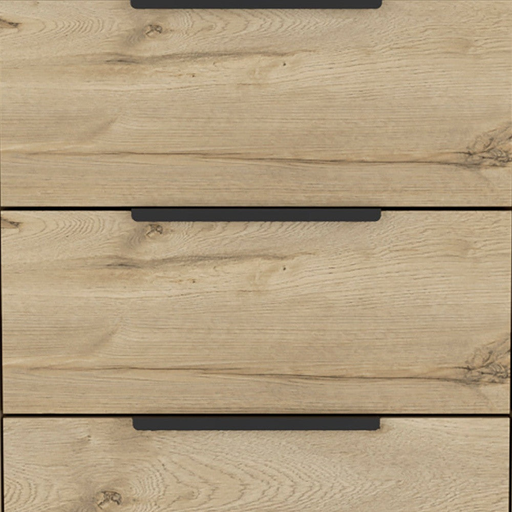18" Brown And Black Wood Three Drawer Dresser