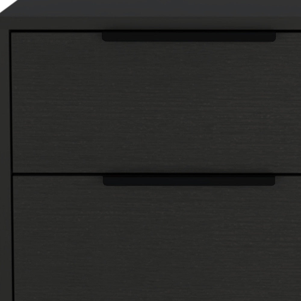 22" Black Wood Two Drawer Nightstand