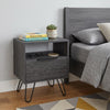 22" Gray Faux Wood Nightstand With Storage
