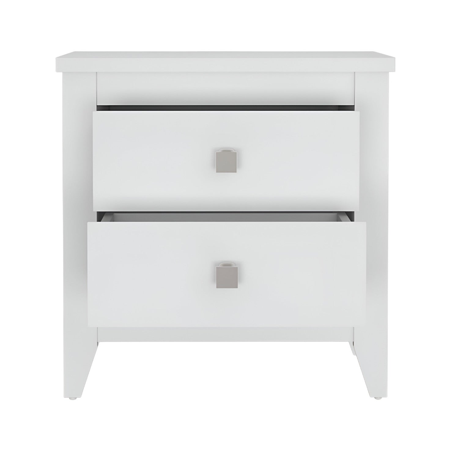 24" White Wood Two Drawer Nightstand