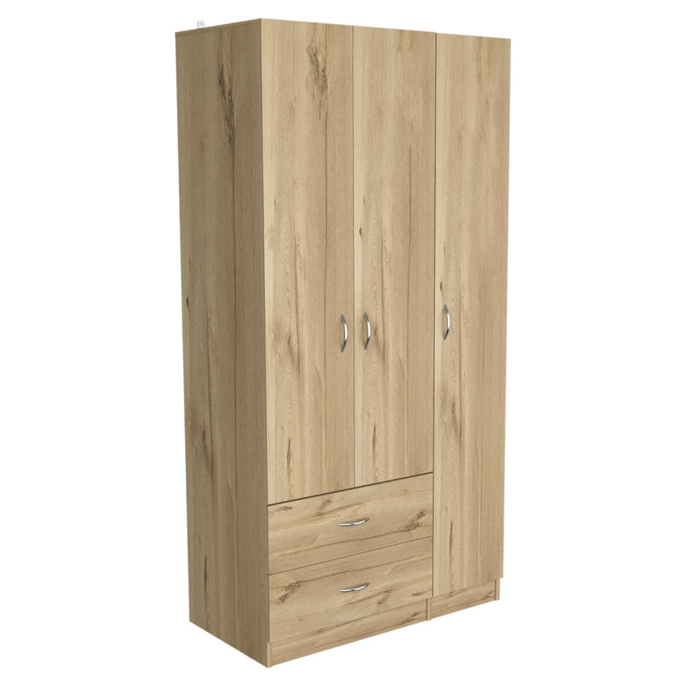71" Brown Wood Two Door Two Drawer Combo Dresser