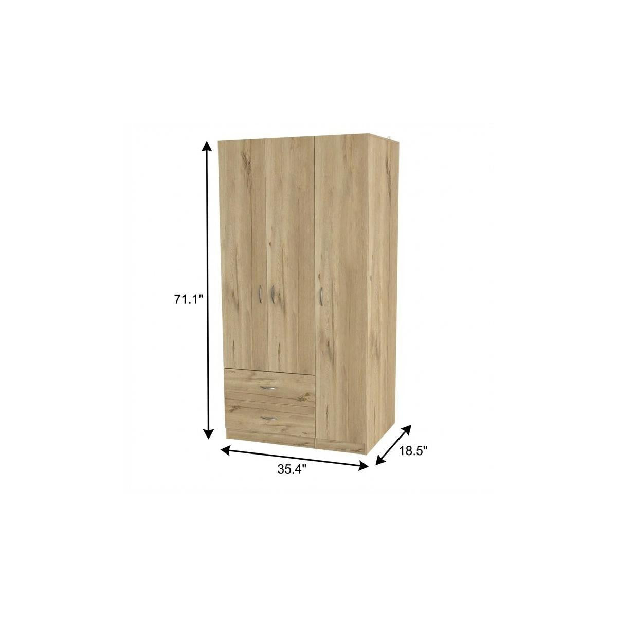 71" Brown Wood Two Door Two Drawer Combo Dresser