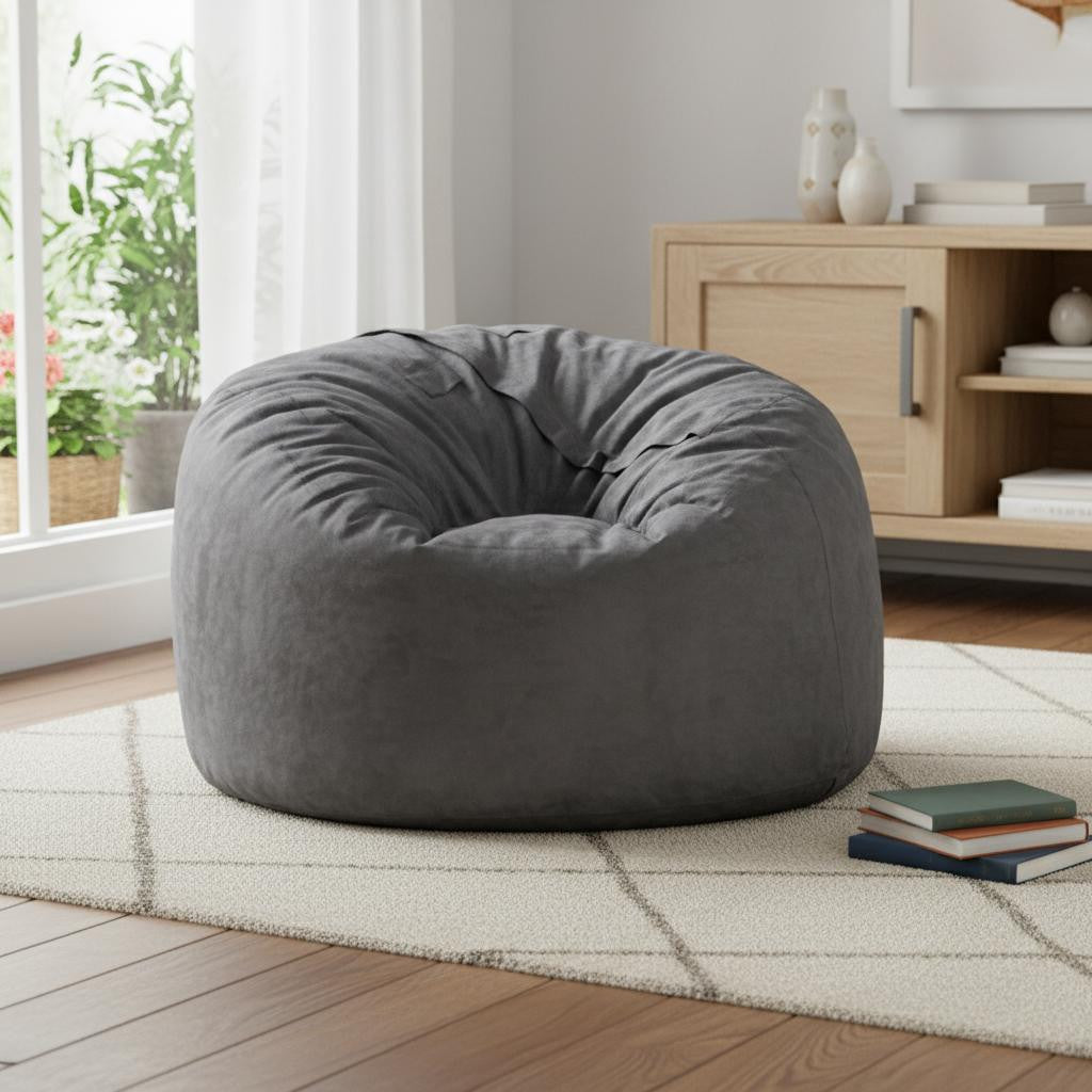 47" Charcoal Microsuede Classic Bean Bag