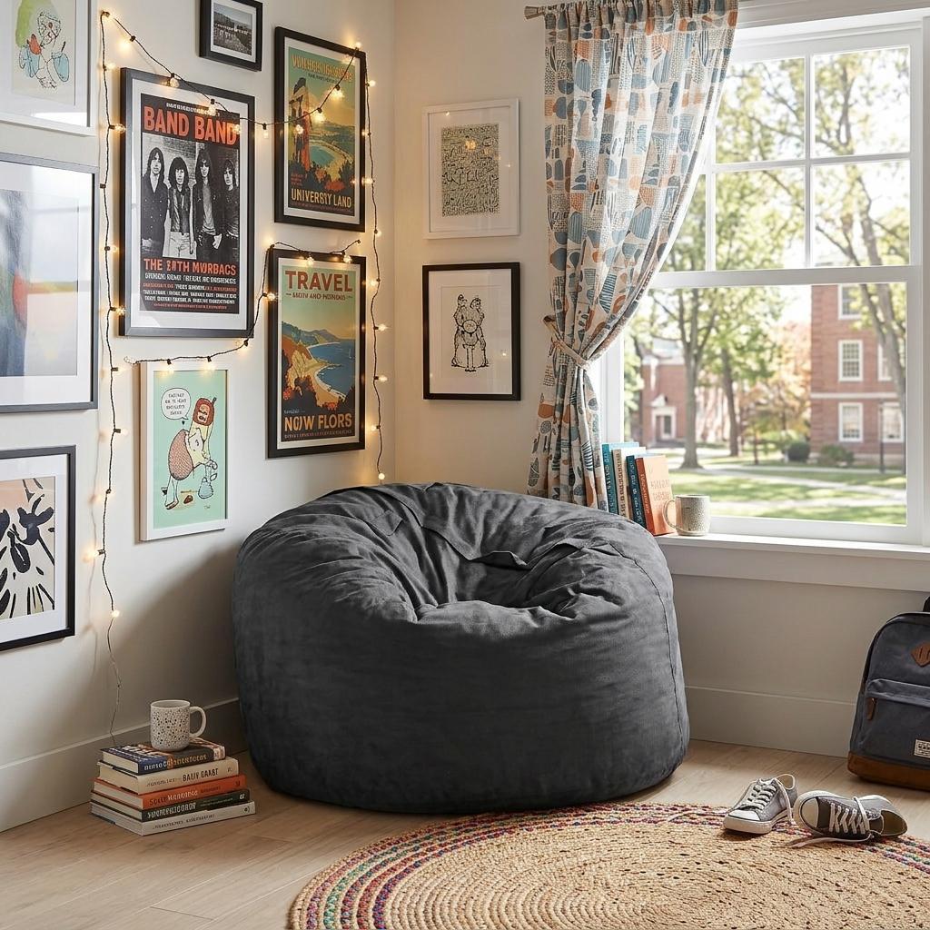 47" Charcoal Microsuede Classic Bean Bag