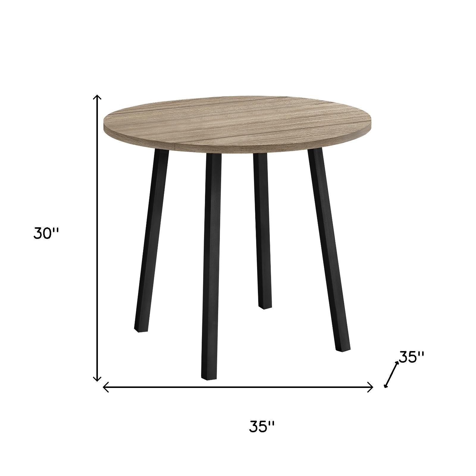 Three Piece Taupe and Black Round Dining Set with Two Chairs