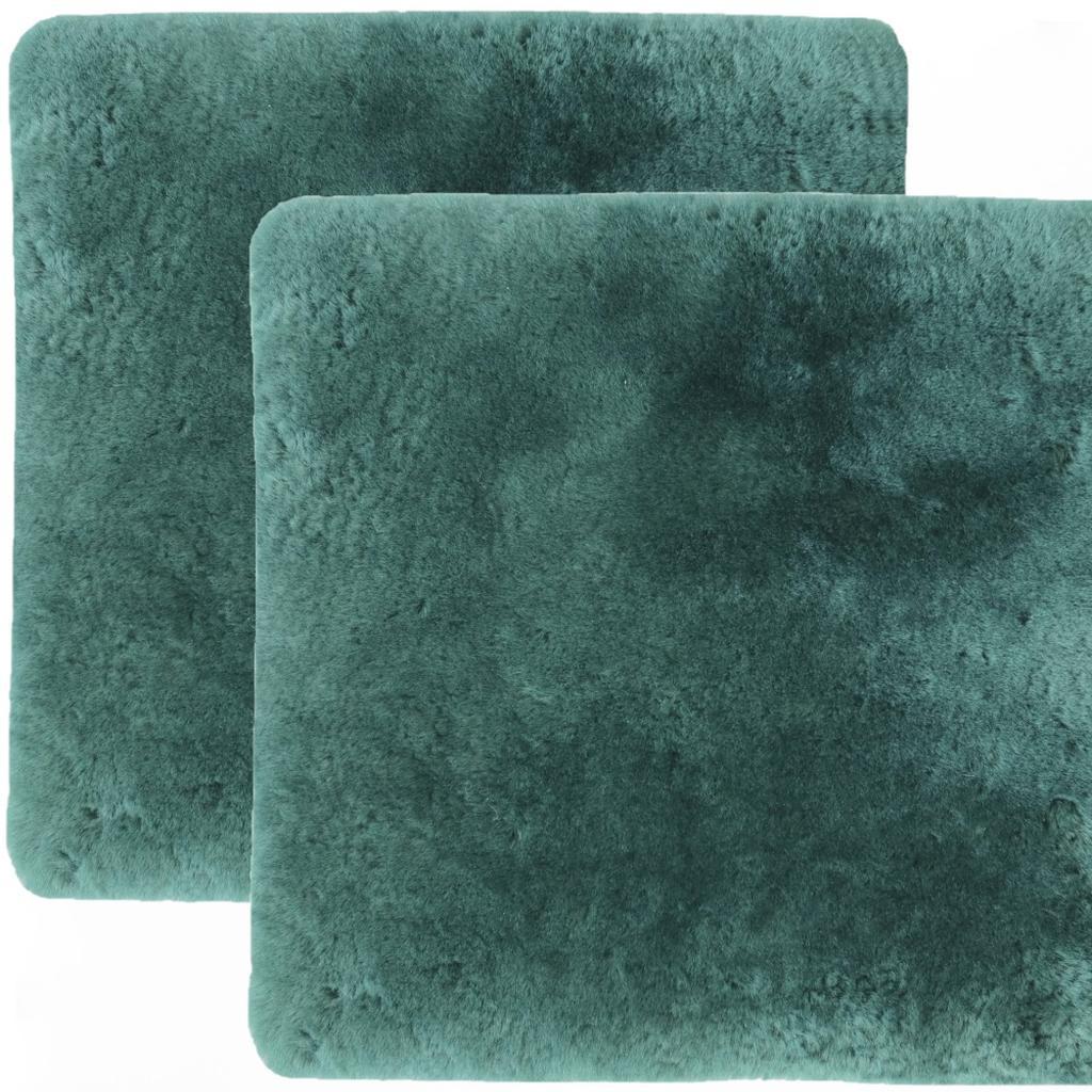 Set Of Two 17" X 17" Emerald Linen Solid Color Dining Chair Pad