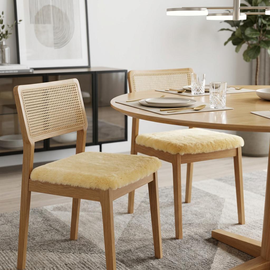 Set Of Two 17" X 17" Cornsilk Linen Solid Color Dining Chair Pad