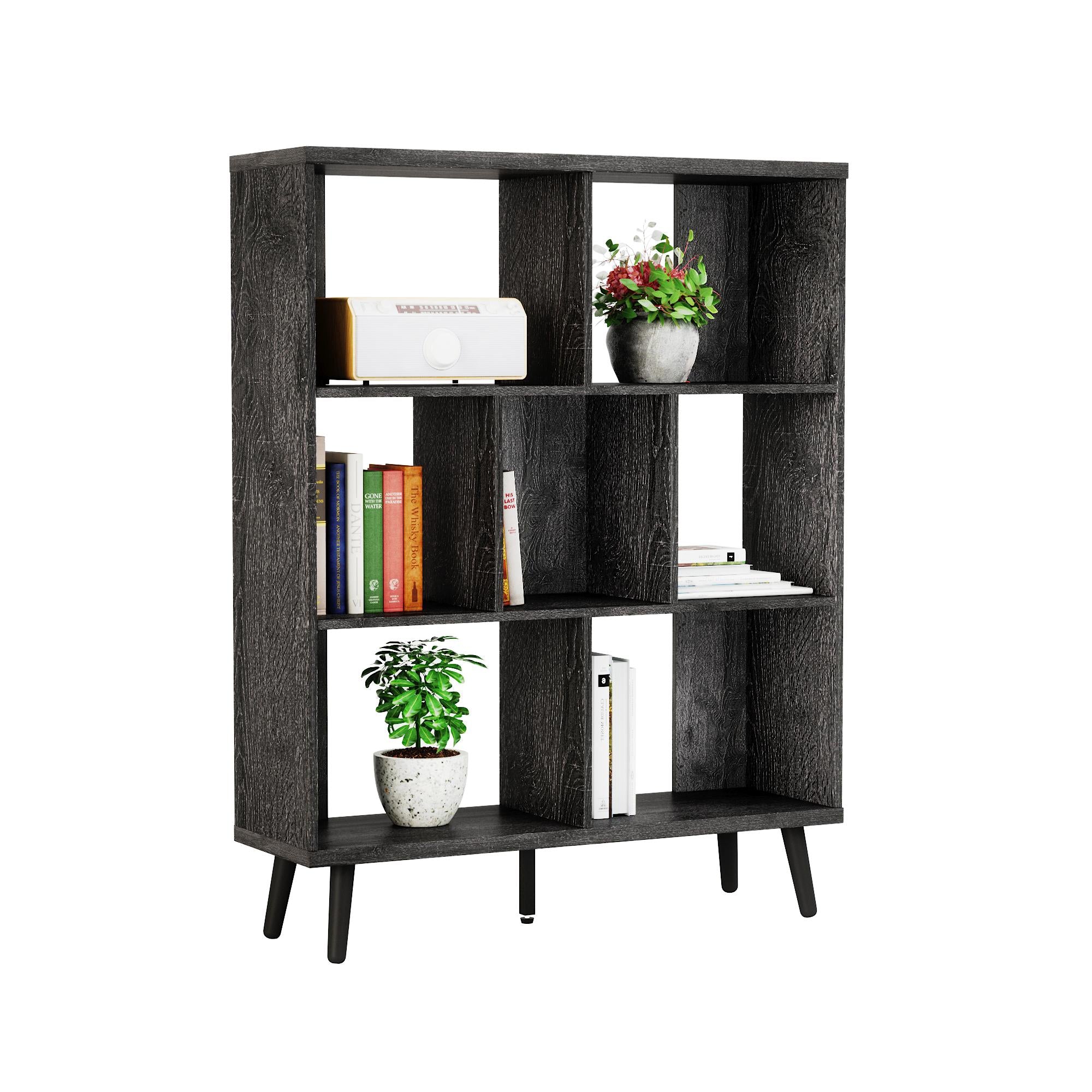 49" Charcoal Seven Tier Cube Bookcase