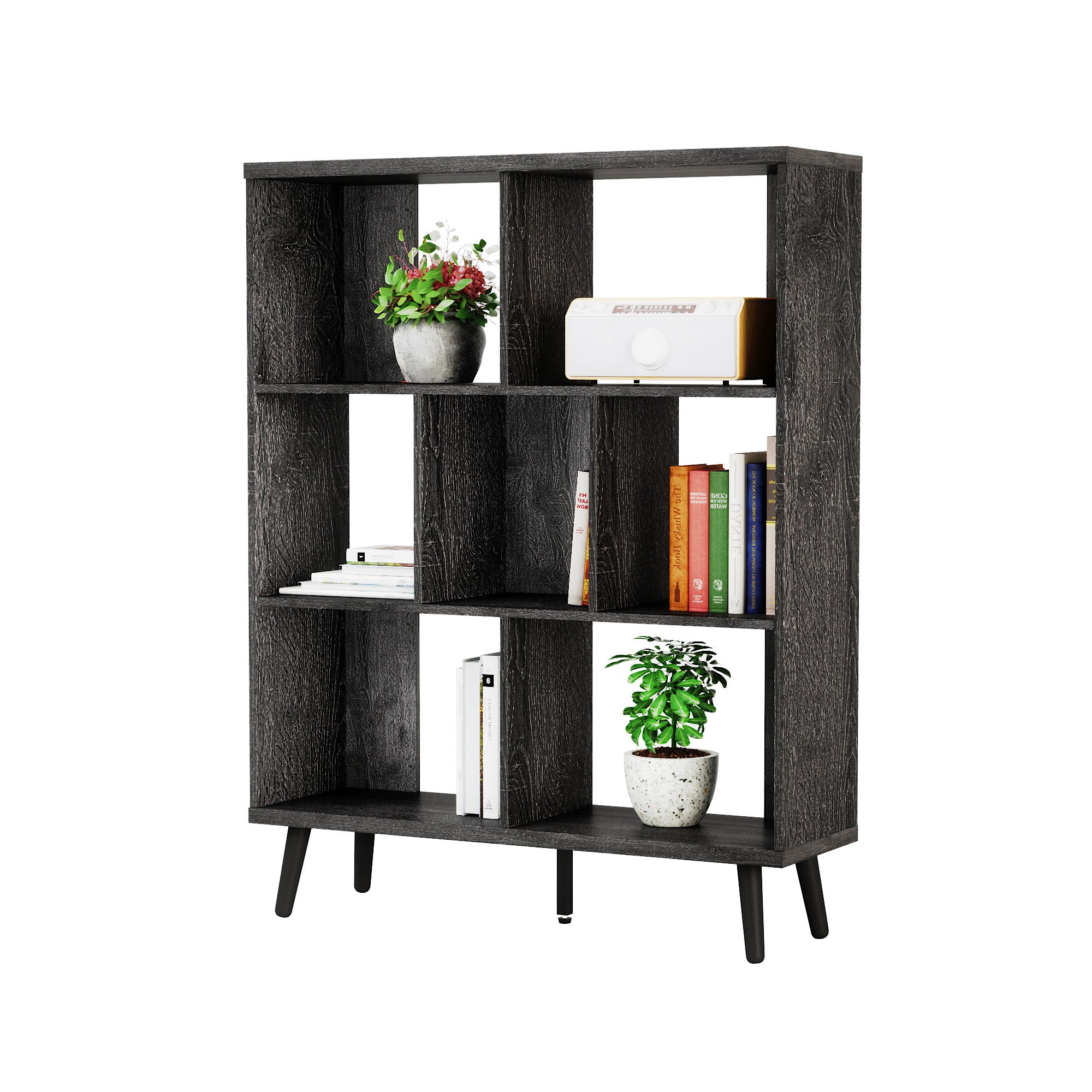 49" Charcoal Seven Tier Cube Bookcase