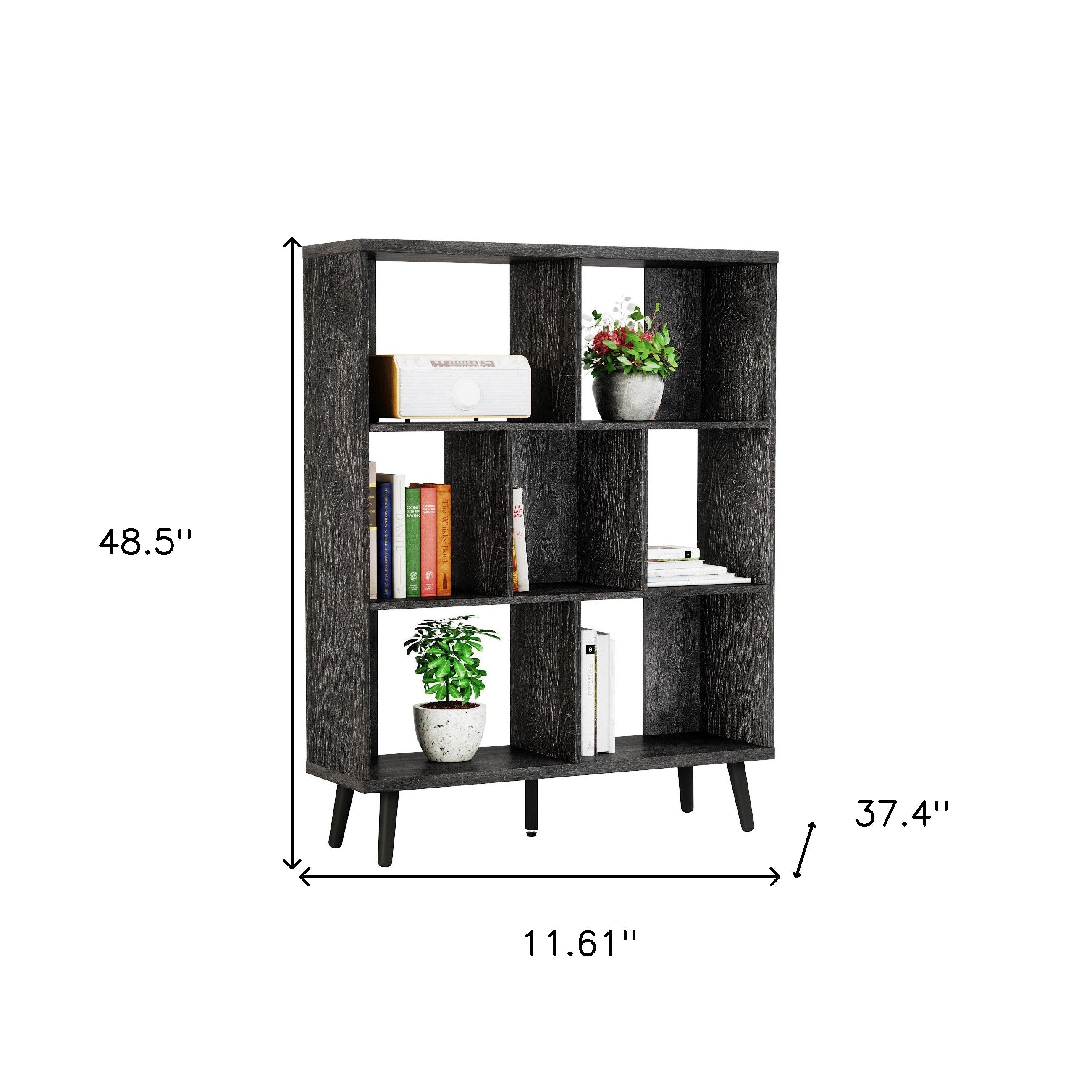 49" Charcoal Seven Tier Cube Bookcase