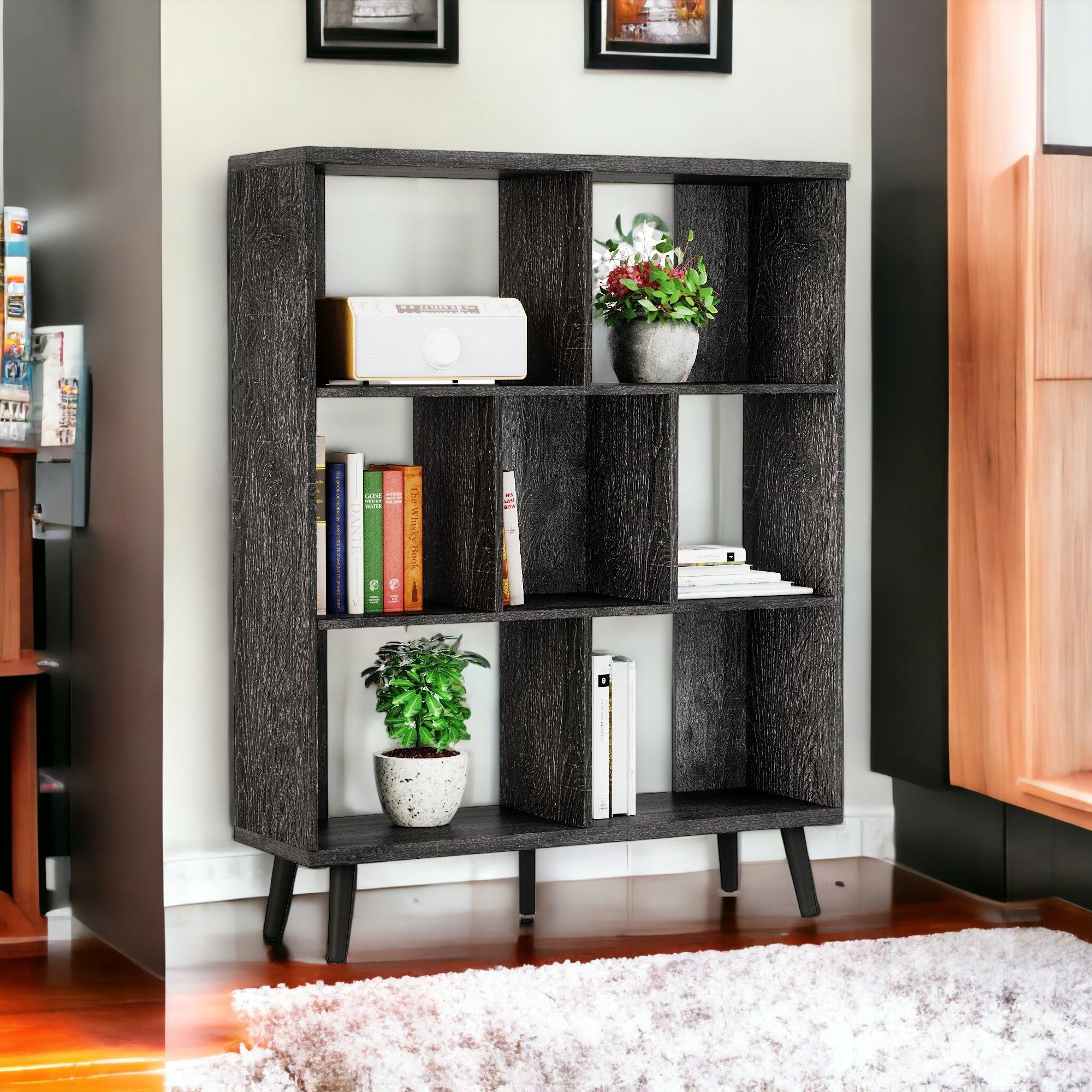49" Charcoal Seven Tier Cube Bookcase