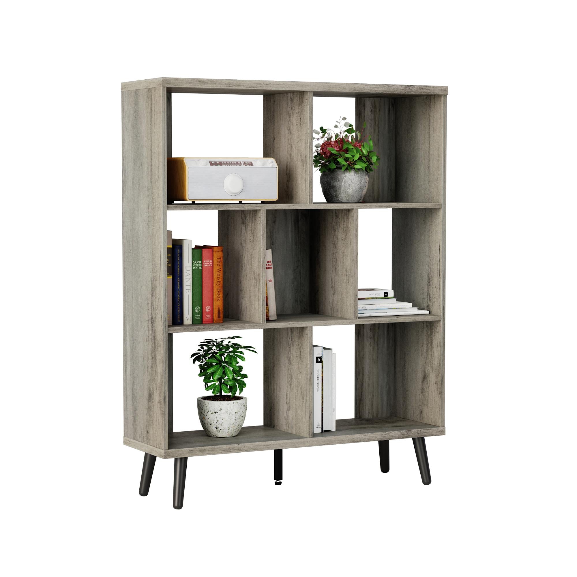49" Light Gray Steel Seven Tier Cube Bookcase