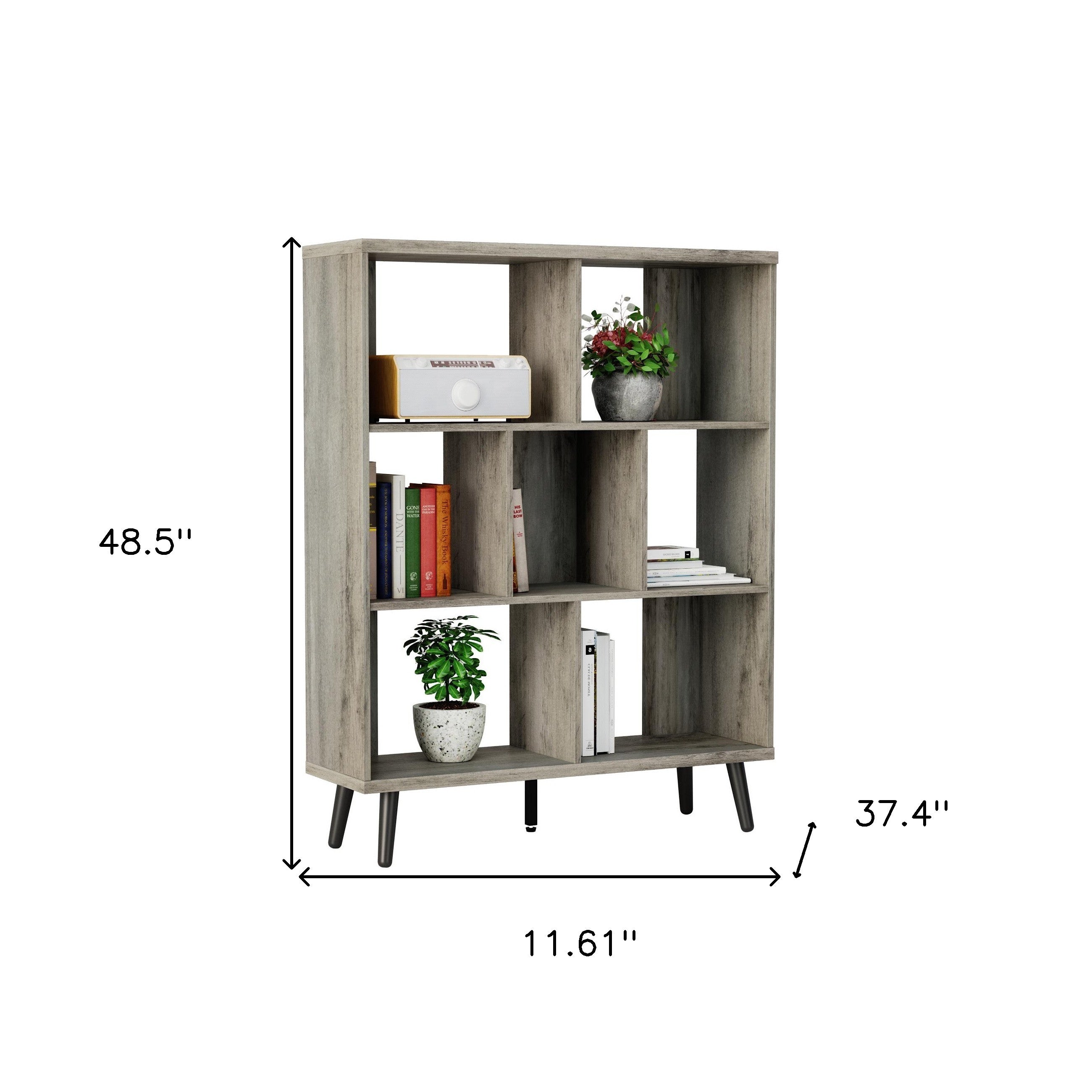 49" Light Gray Steel Seven Tier Cube Bookcase