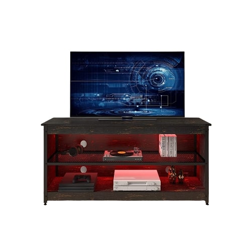 55" Black Wood TV Stand with Bookcase