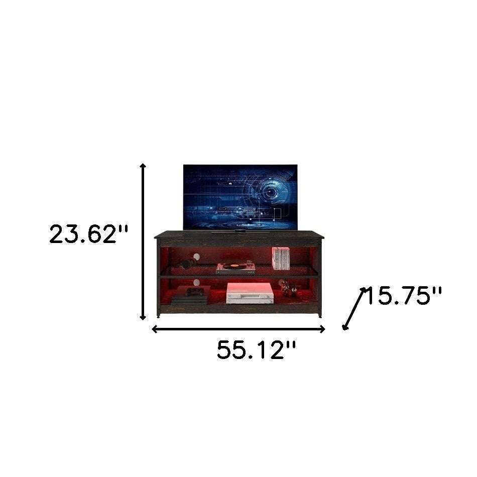 55" Black Wood TV Stand with Bookcase