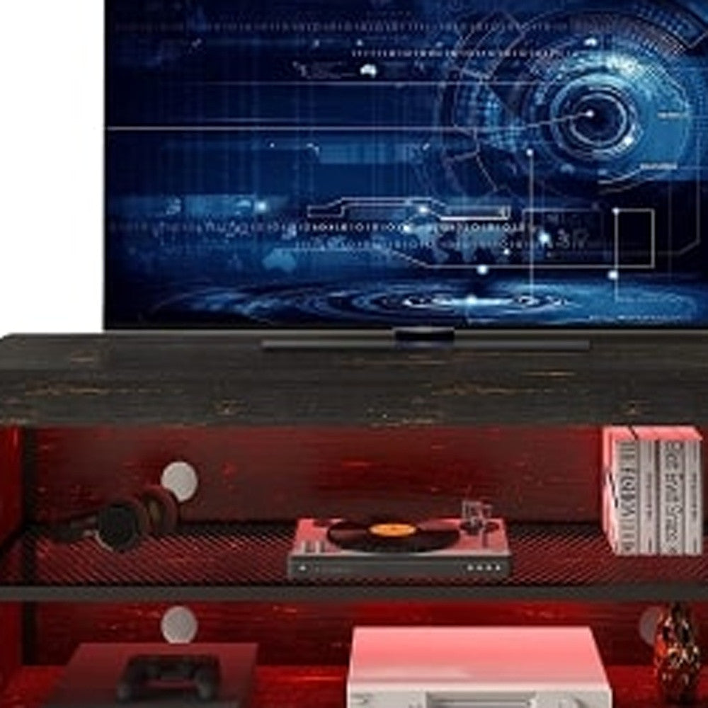 55" Black Wood TV Stand with Bookcase