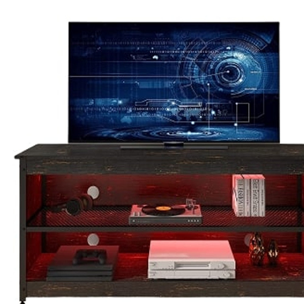55" Black Wood TV Stand with Bookcase