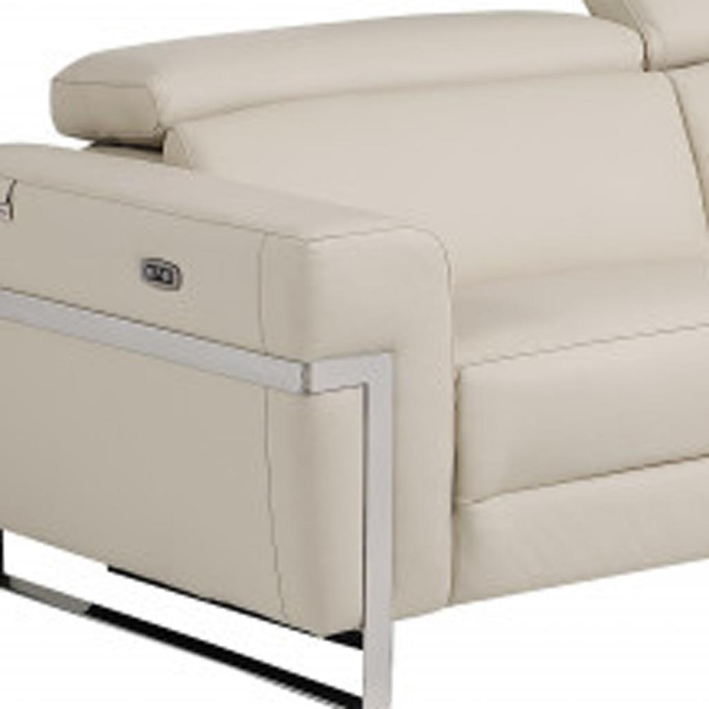 Two Piece Indoor Beige Italian Leather Five Person Seating Set