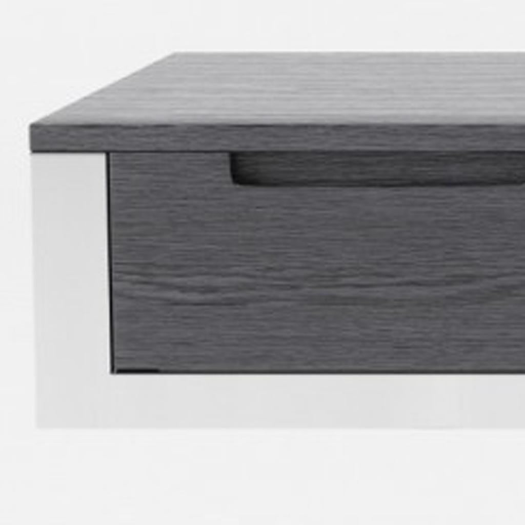 63" Gray and Silver Writing Desk With Three Drawers