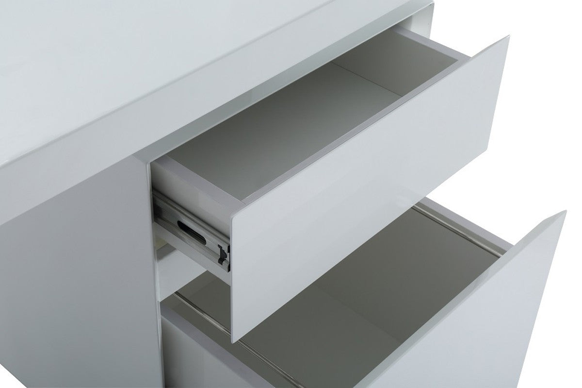59" White Manufactured Wood Rectangular Writing Desk With Two Drawers