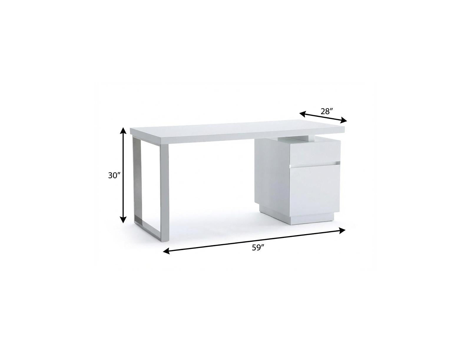 59" White Manufactured Wood Rectangular Writing Desk With Two Drawers