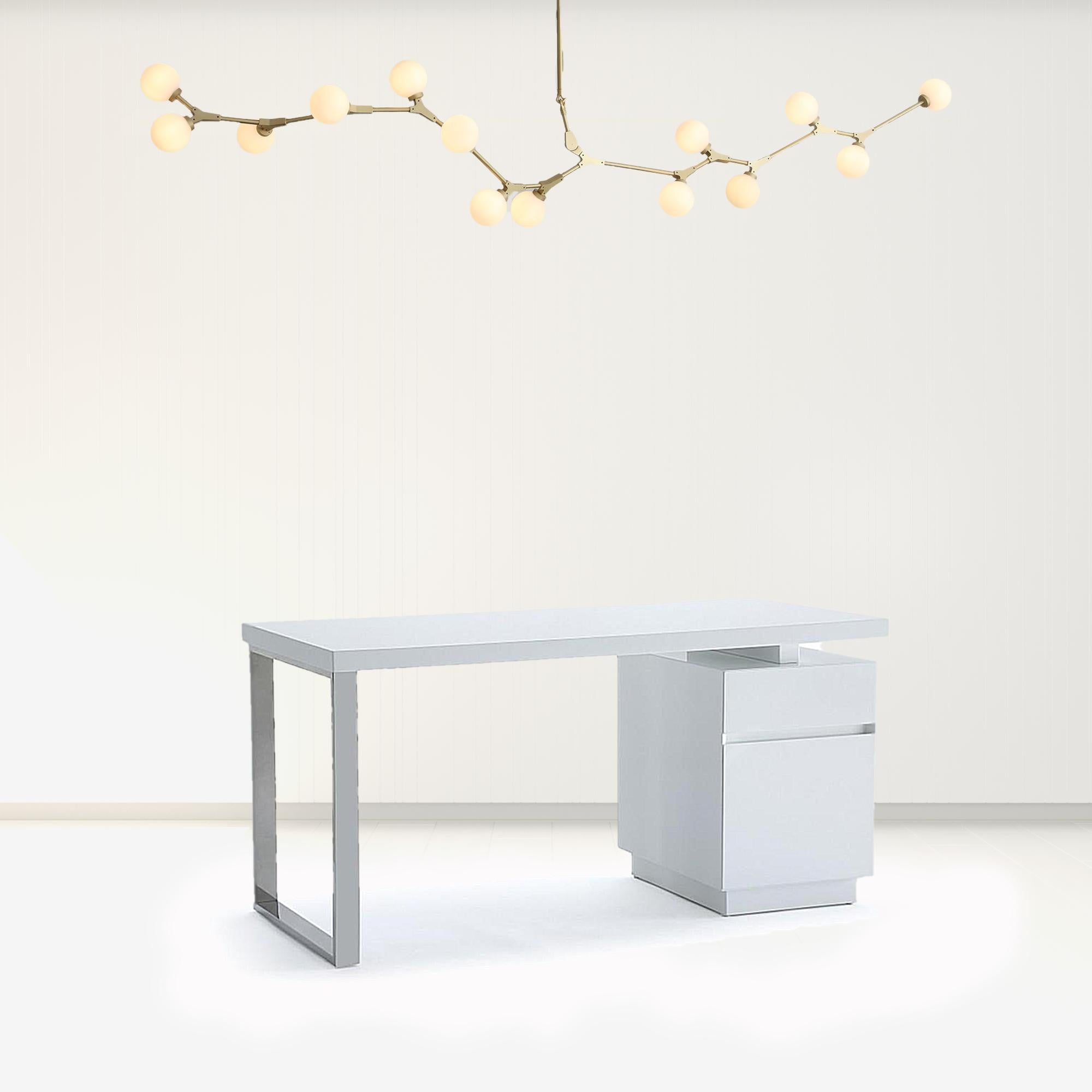 59" White Manufactured Wood Rectangular Writing Desk With Two Drawers