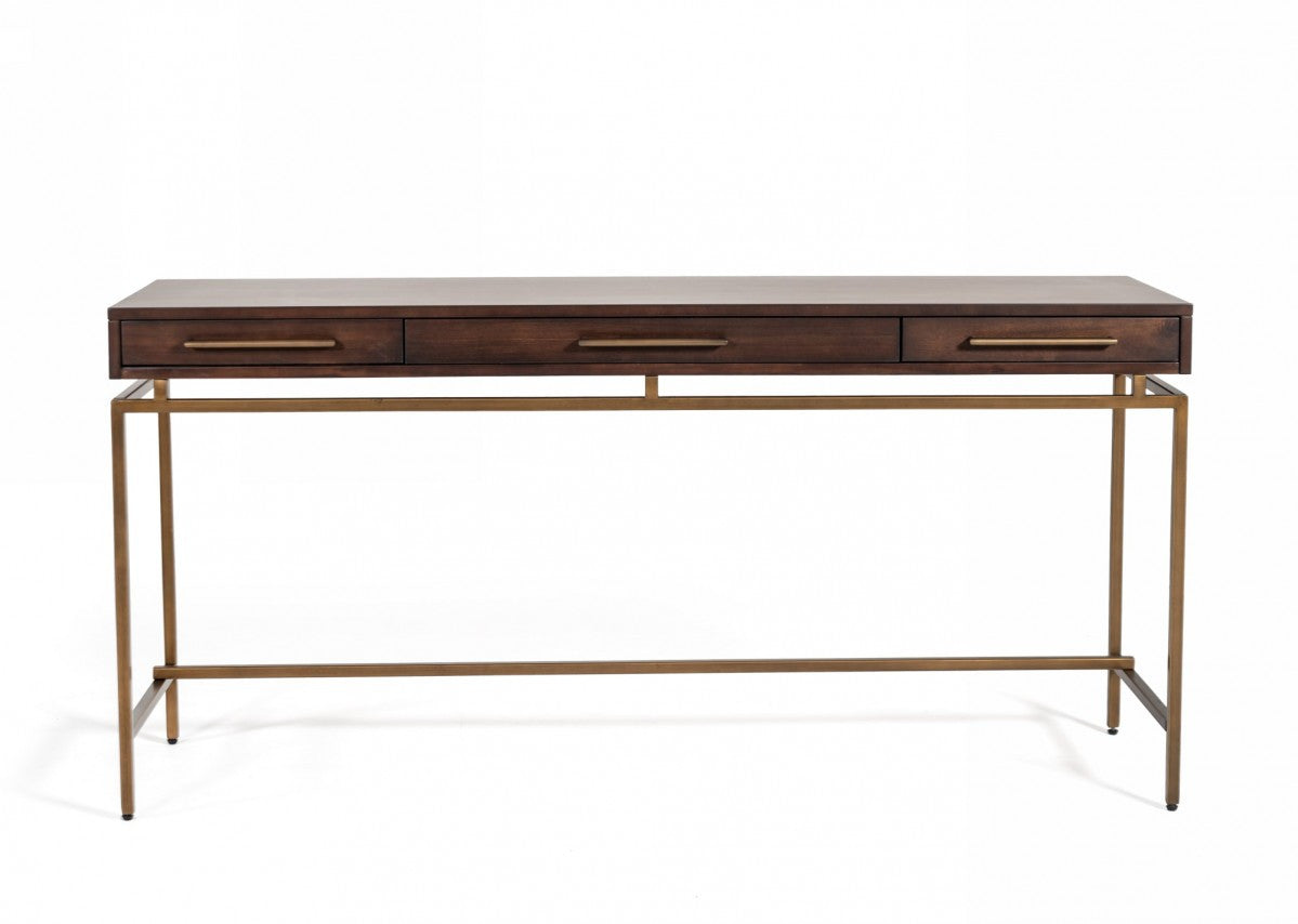 63" Dark Mango Manufactured Wood Rectangular Writing Desk With Three Drawers