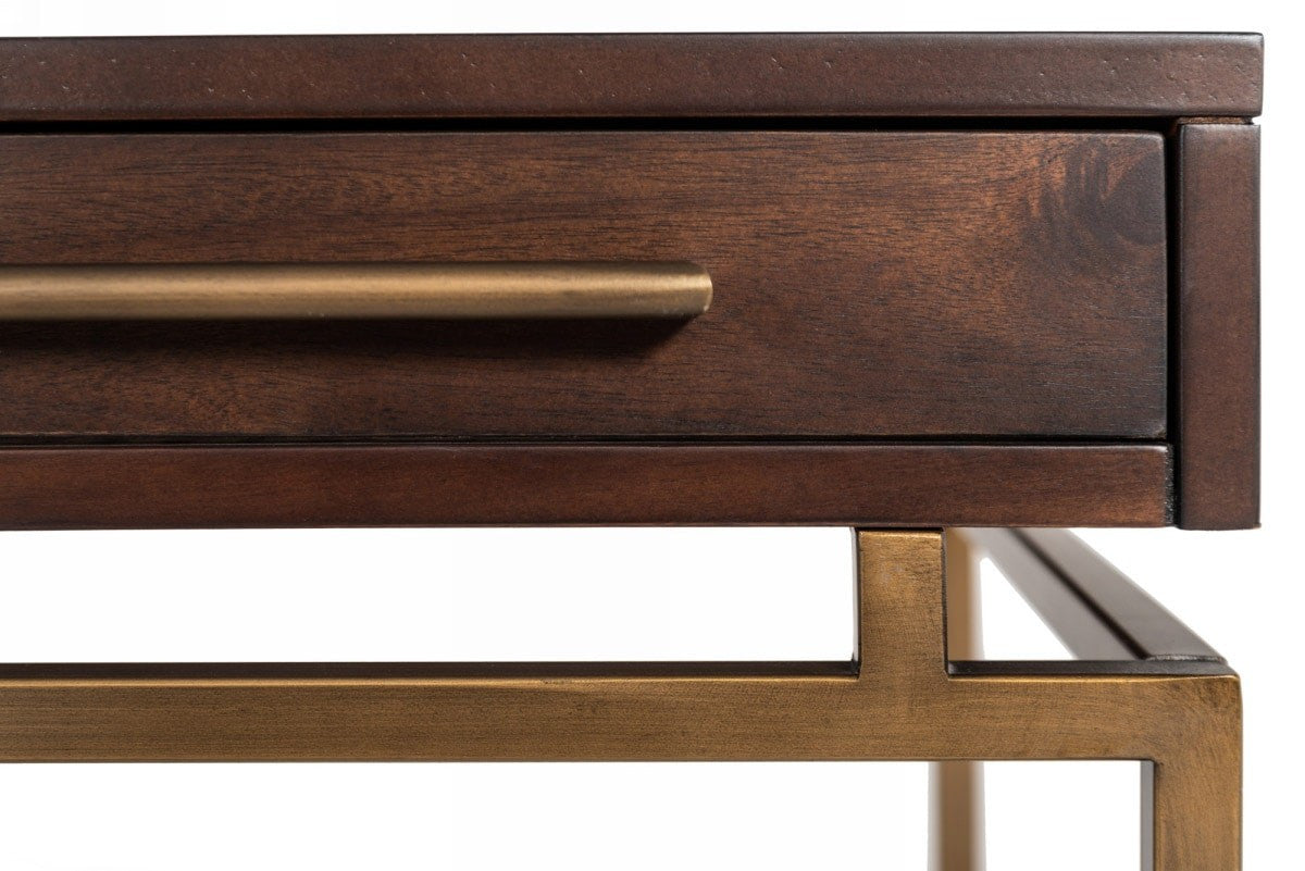 63" Dark Mango Manufactured Wood Rectangular Writing Desk With Three Drawers