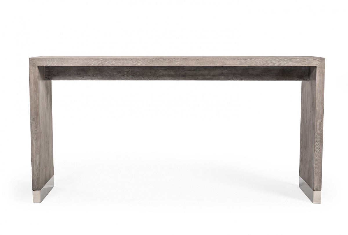 71" Grey Elm Rectangular Manufactured Wood Top Fixed Dining Table