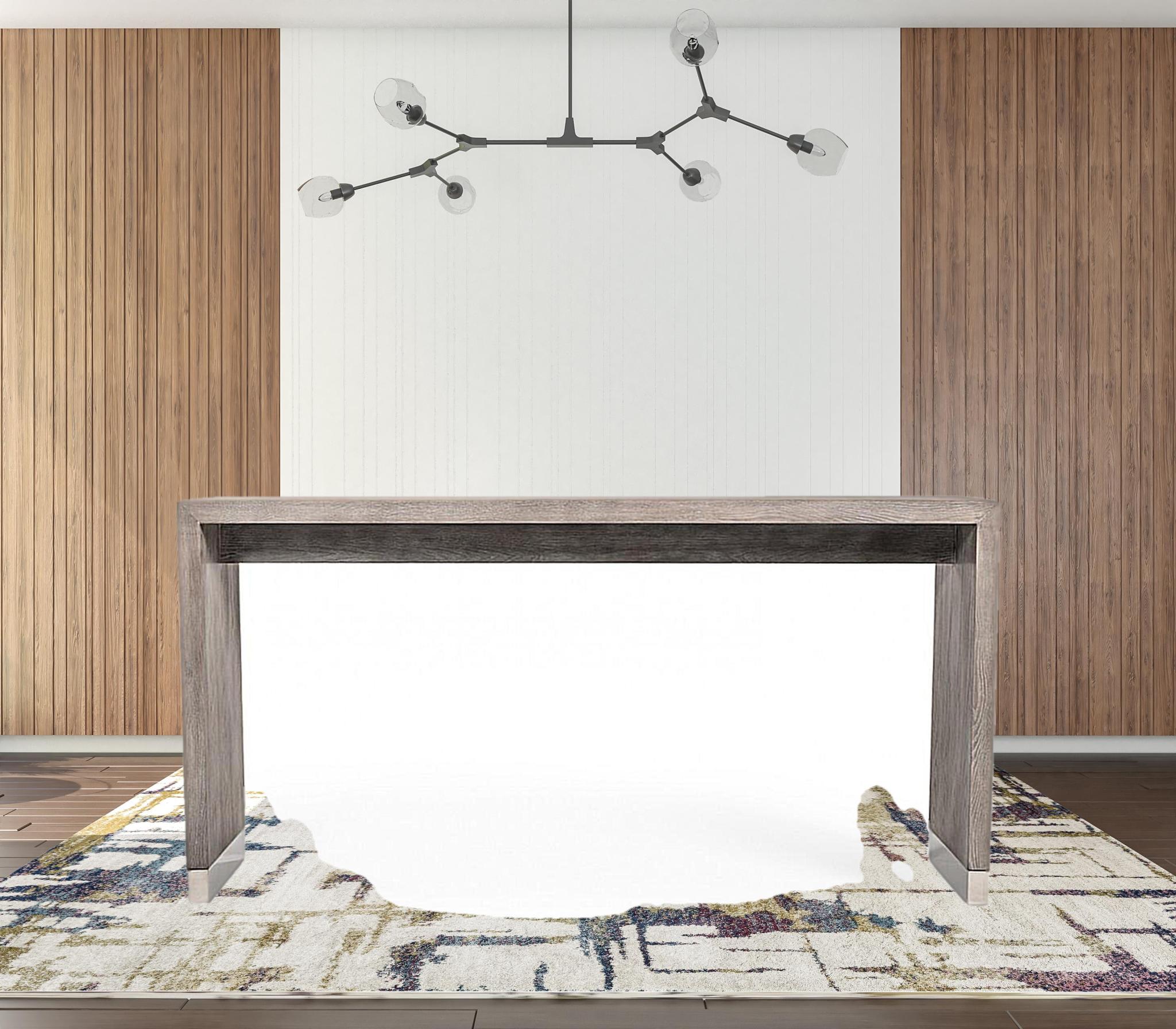 71" Grey Elm Rectangular Manufactured Wood Top Fixed Dining Table