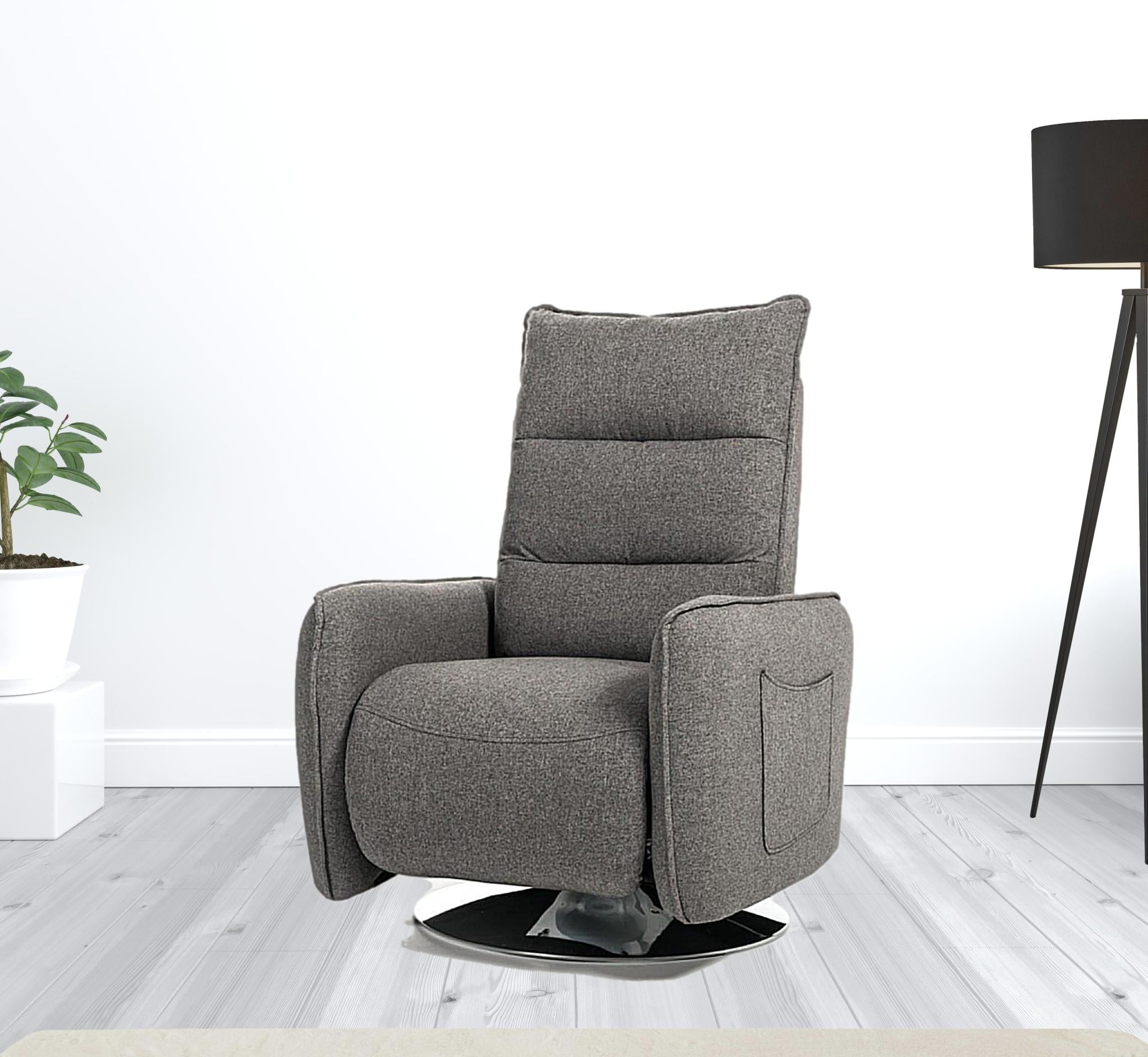 31" Grey Fabric Modern Recliner Chair