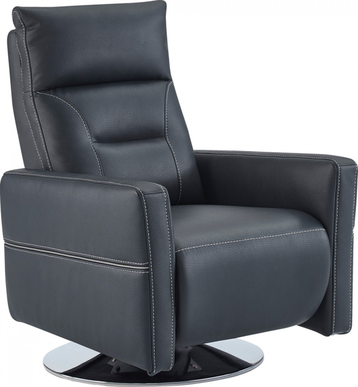 31" Dark Blue High Back Faux Leather Recliner