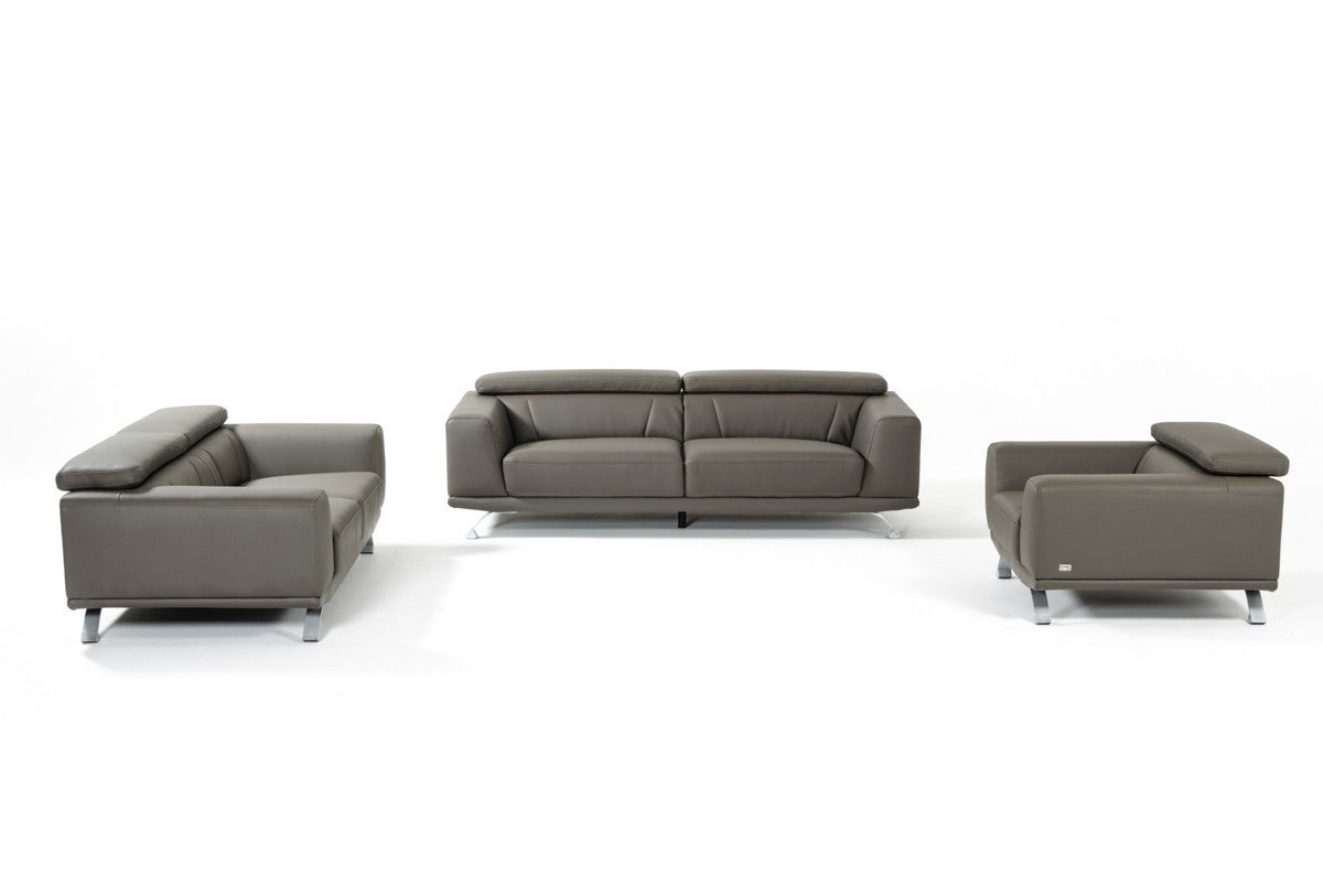Three Piece Dark Gray Faux leather Six Person Seating Set