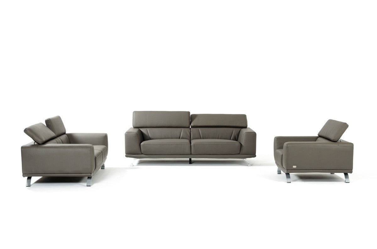 Three Piece Dark Gray Faux leather Six Person Seating Set