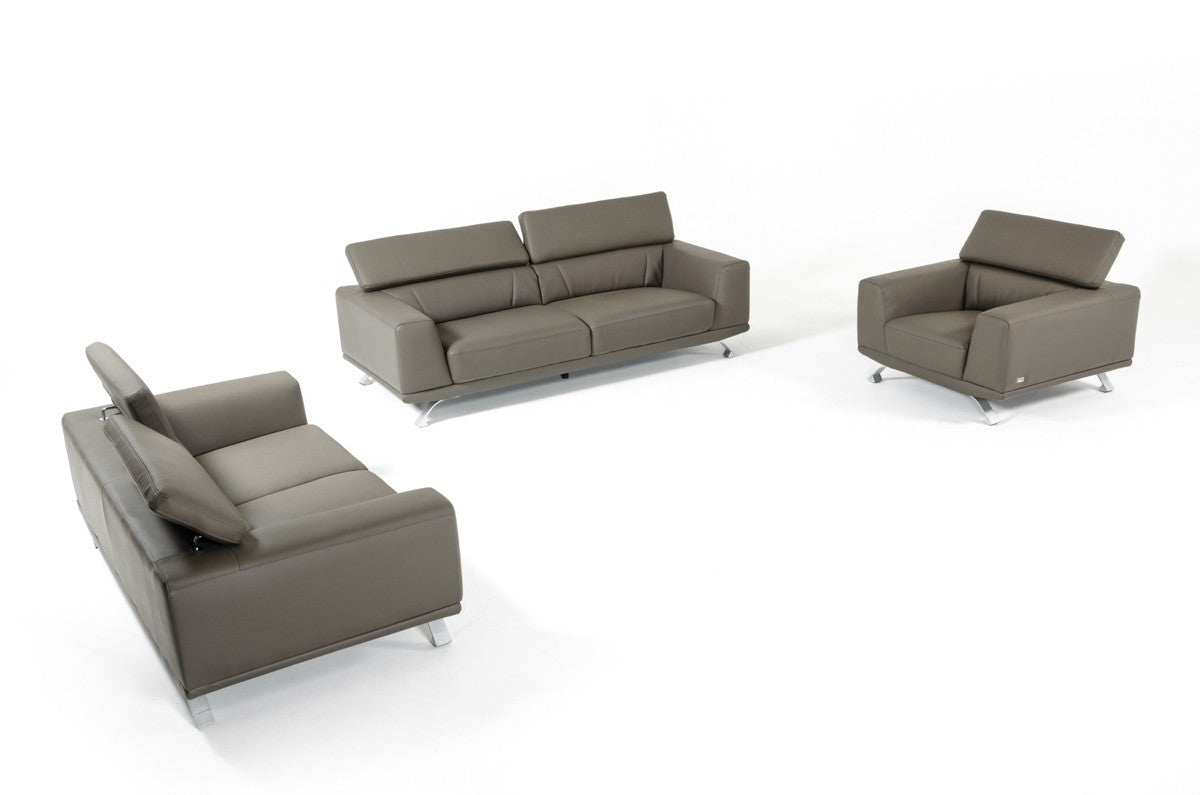 Three Piece Dark Gray Faux leather Six Person Seating Set