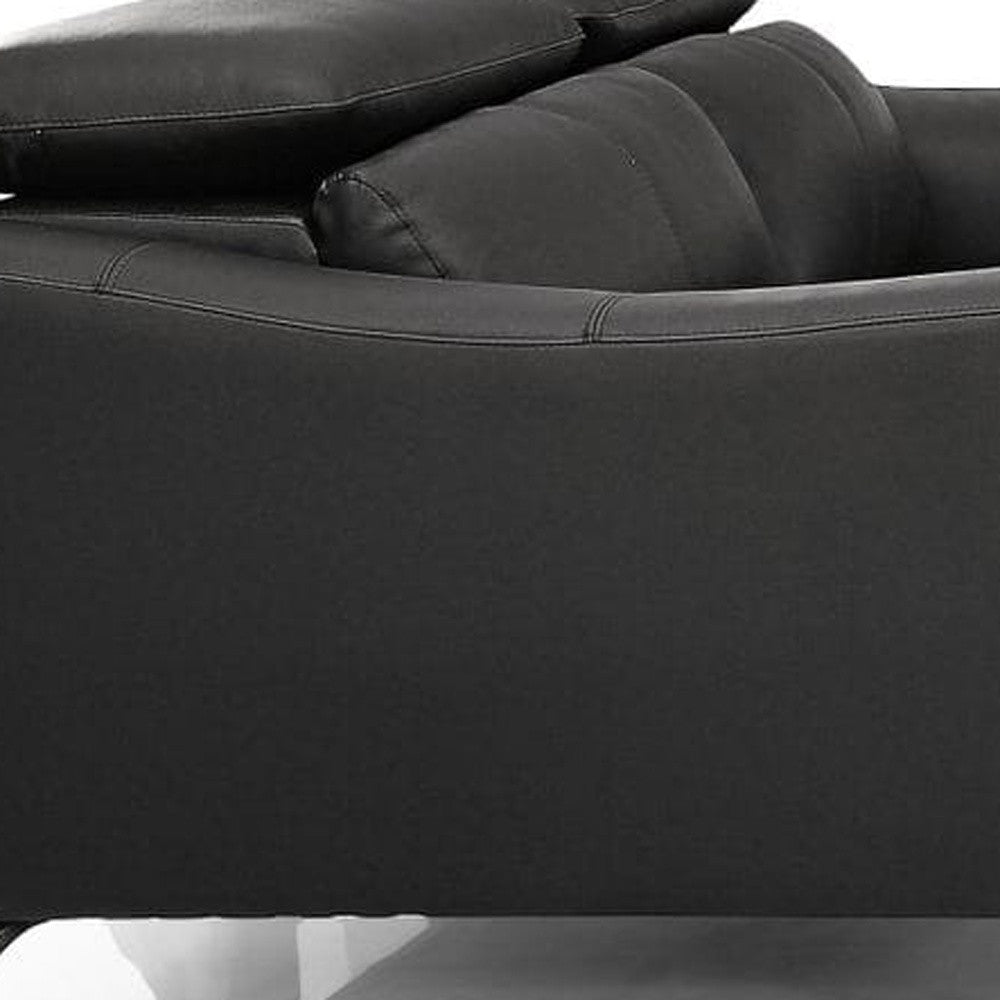 Three Piece Black Genuine Leather Six Person Seating Set