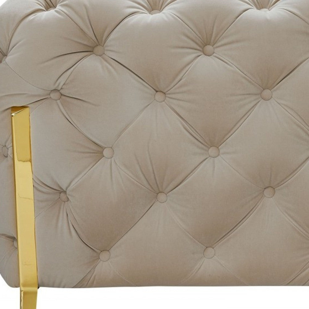 Three Piece Beige Velvet Six Person Seating Set