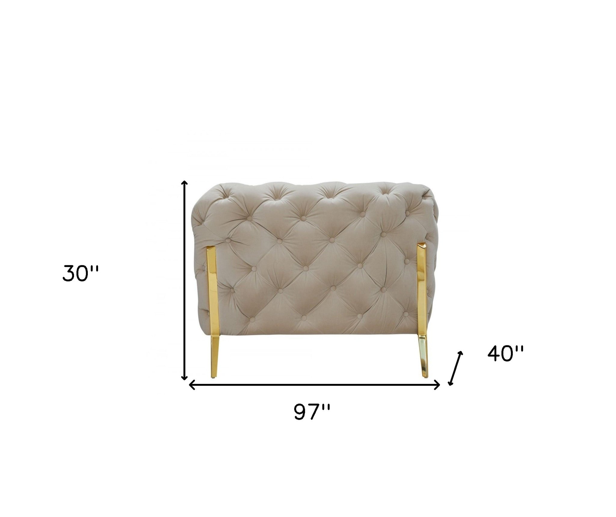 Three Piece Beige Velvet Six Person Seating Set