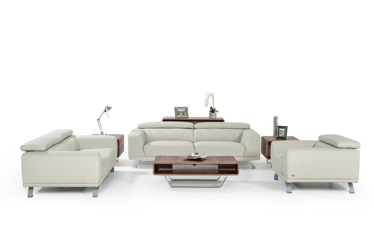 Three Piece Light Gray Faux leather Six Person Seating Set