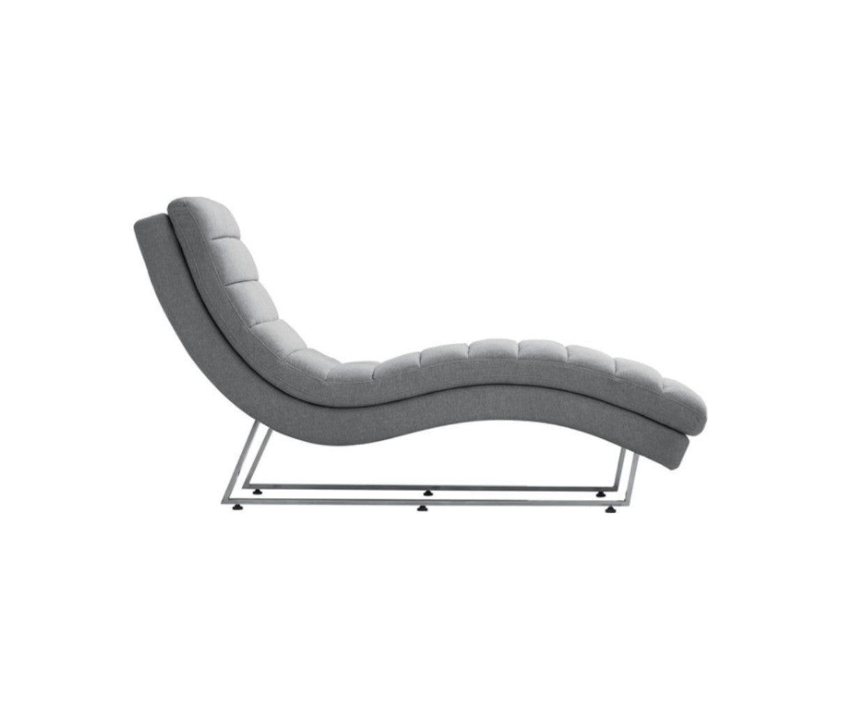 26" Gray Sofa Chaise With Silver Legs