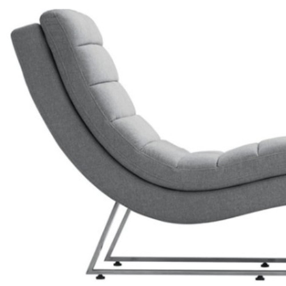 26" Gray Sofa Chaise With Silver Legs