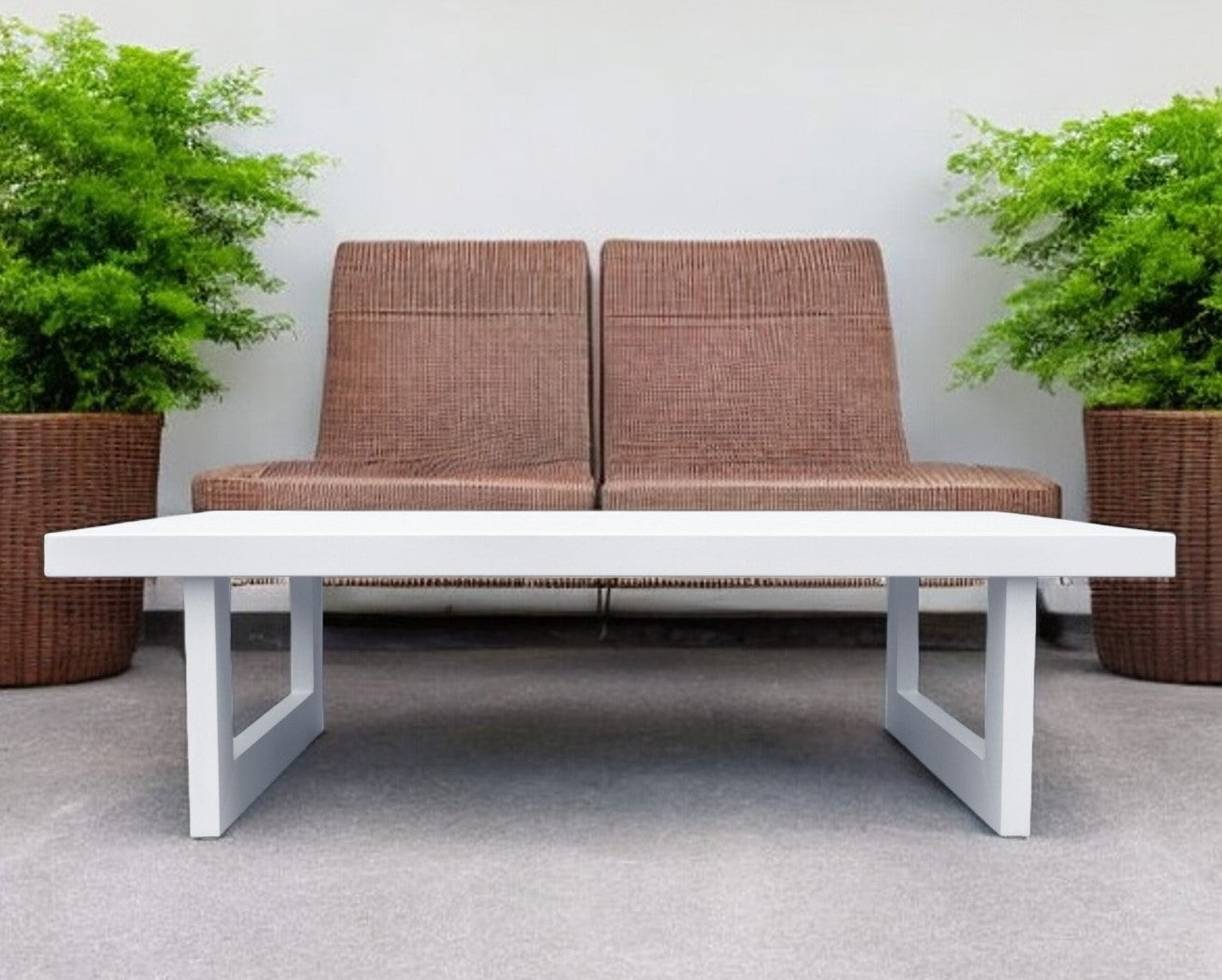 51" White Aluminum Outdoor Coffee Table