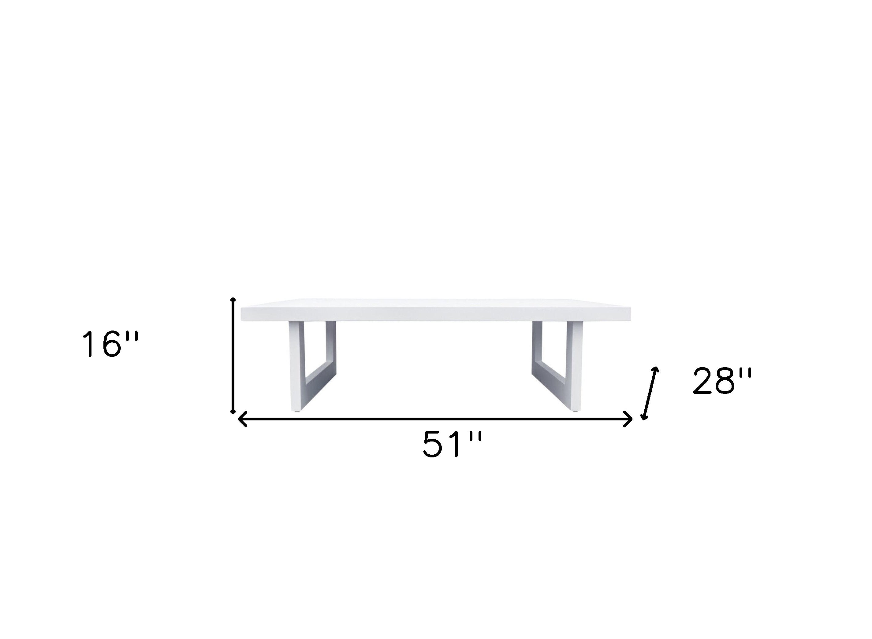 51" White Aluminum Outdoor Coffee Table