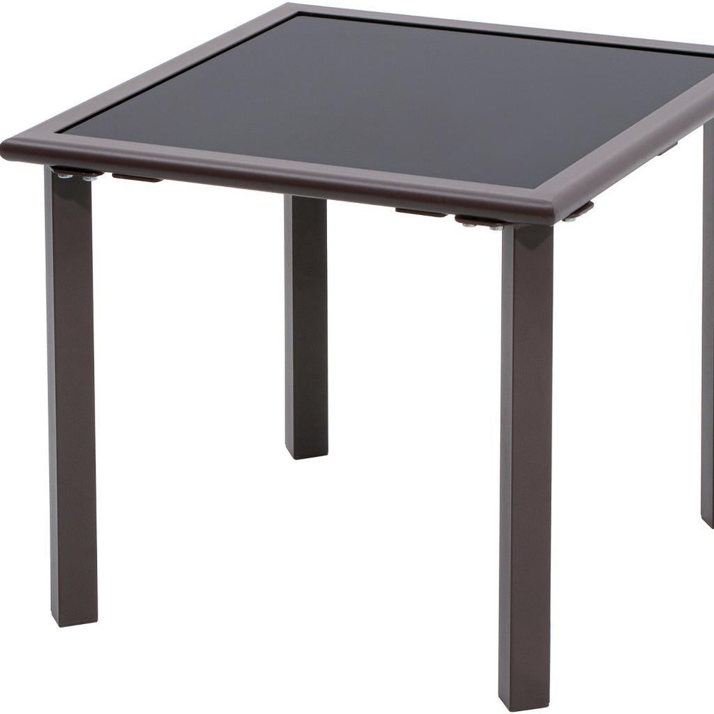 18" Black Square Glass Outdoor Side Table