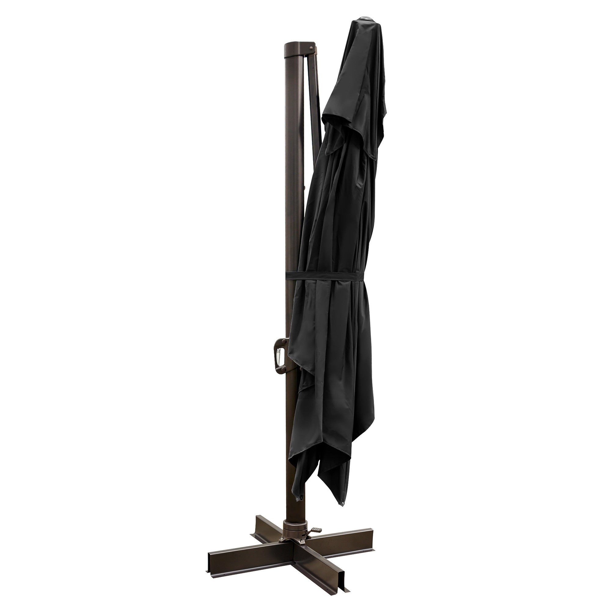 8" Black Polyester Rectangular Tilt Cantilever Patio Umbrella with Stand