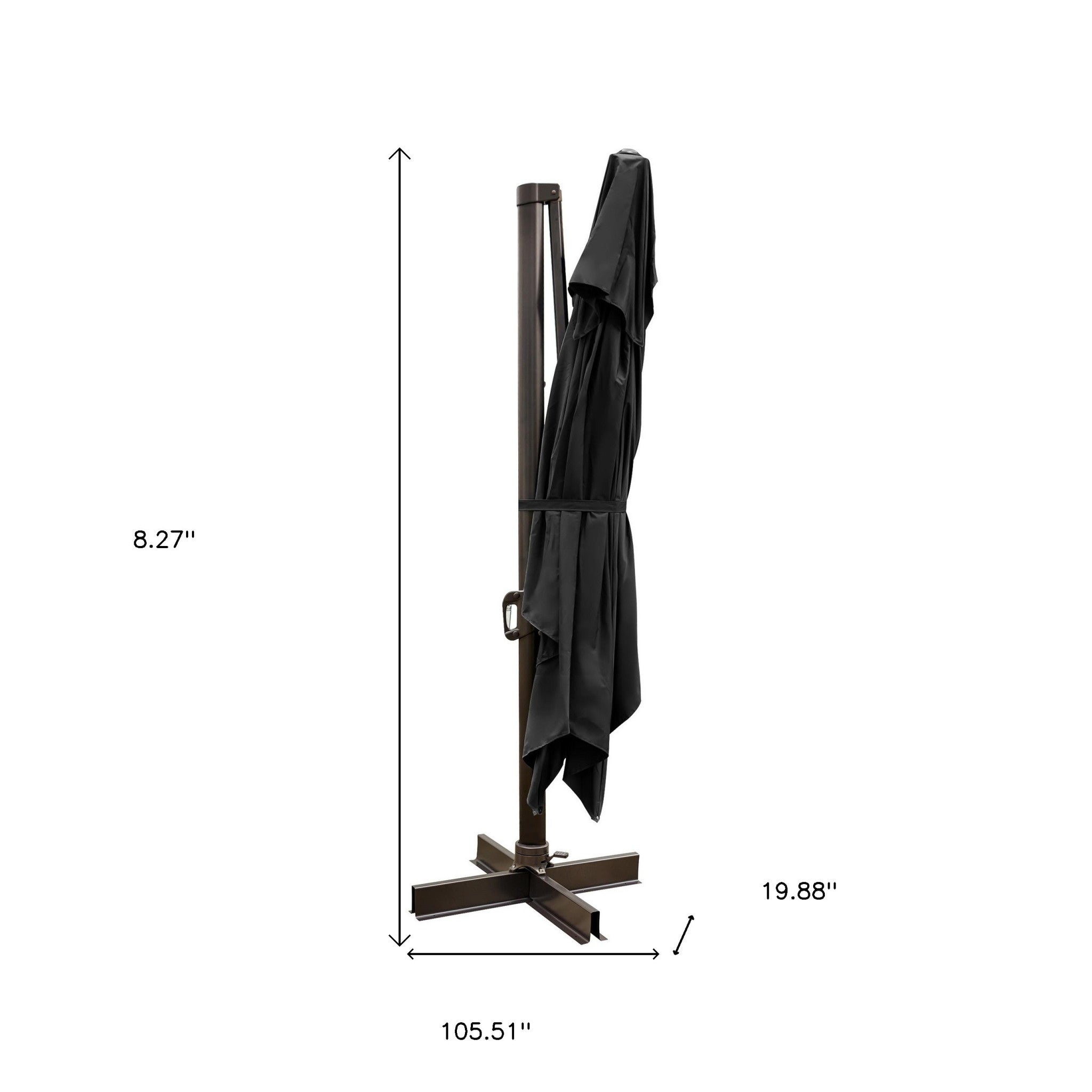 8" Black Polyester Rectangular Tilt Cantilever Patio Umbrella with Stand