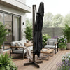 8" Black Polyester Rectangular Tilt Cantilever Patio Umbrella with Stand