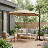 8" Tan Polyester Rectangular Tilt Cantilever Patio Umbrella with Stand