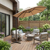 15" Tan Polyester Square Tilt Cantilever Patio Umbrella with Stand